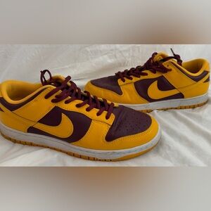 Nike Men's Dunk Low Sneakers in Yellow and Maroon